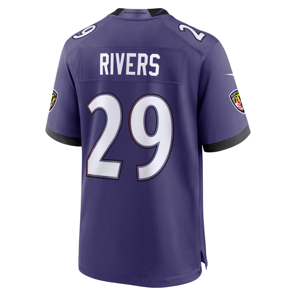 Baltimore Ravens Chandler Rivers Purple Team Game Football Jersey