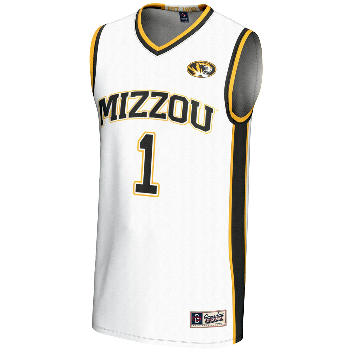 #1 White Missouri Tigers Lightweight Basketball Jersey