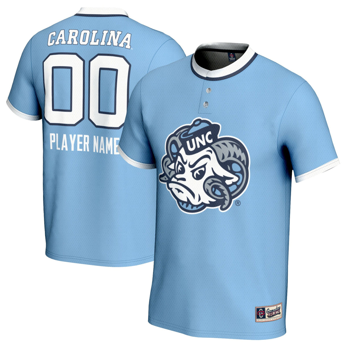 North Carolina Tar Heels NIL Pick-A-Player Lightweight Softball Mascot Jersey - Carolina Blue