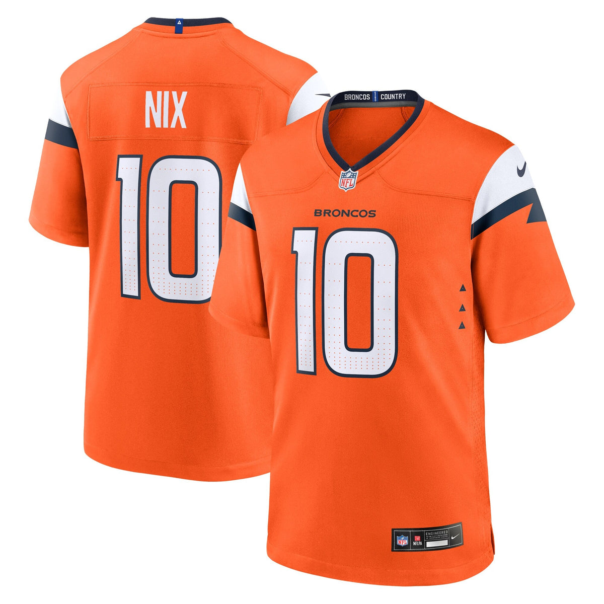 Denver Broncos Bo Nix Orange Player Game Football Jersey