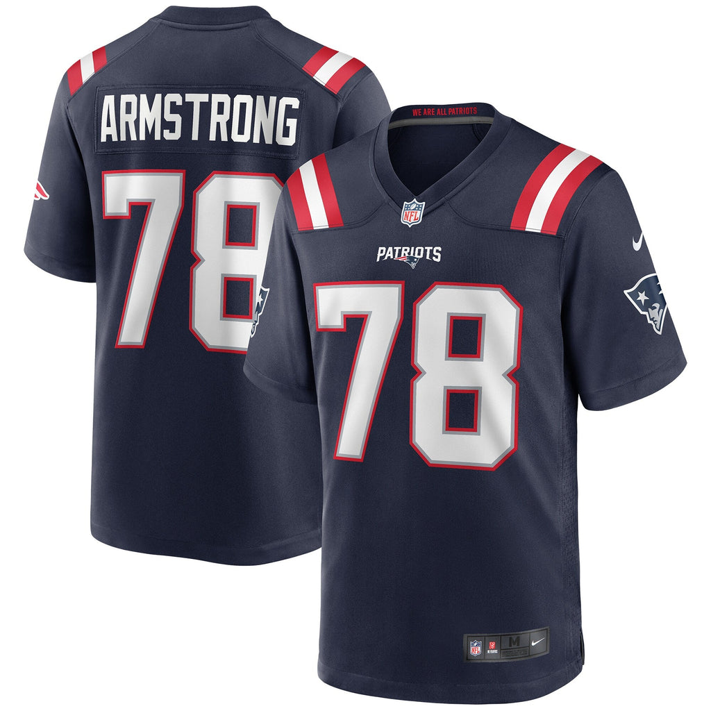 New England Patriots Bruce Armstrong Navy Game Retired Player Football Jersey