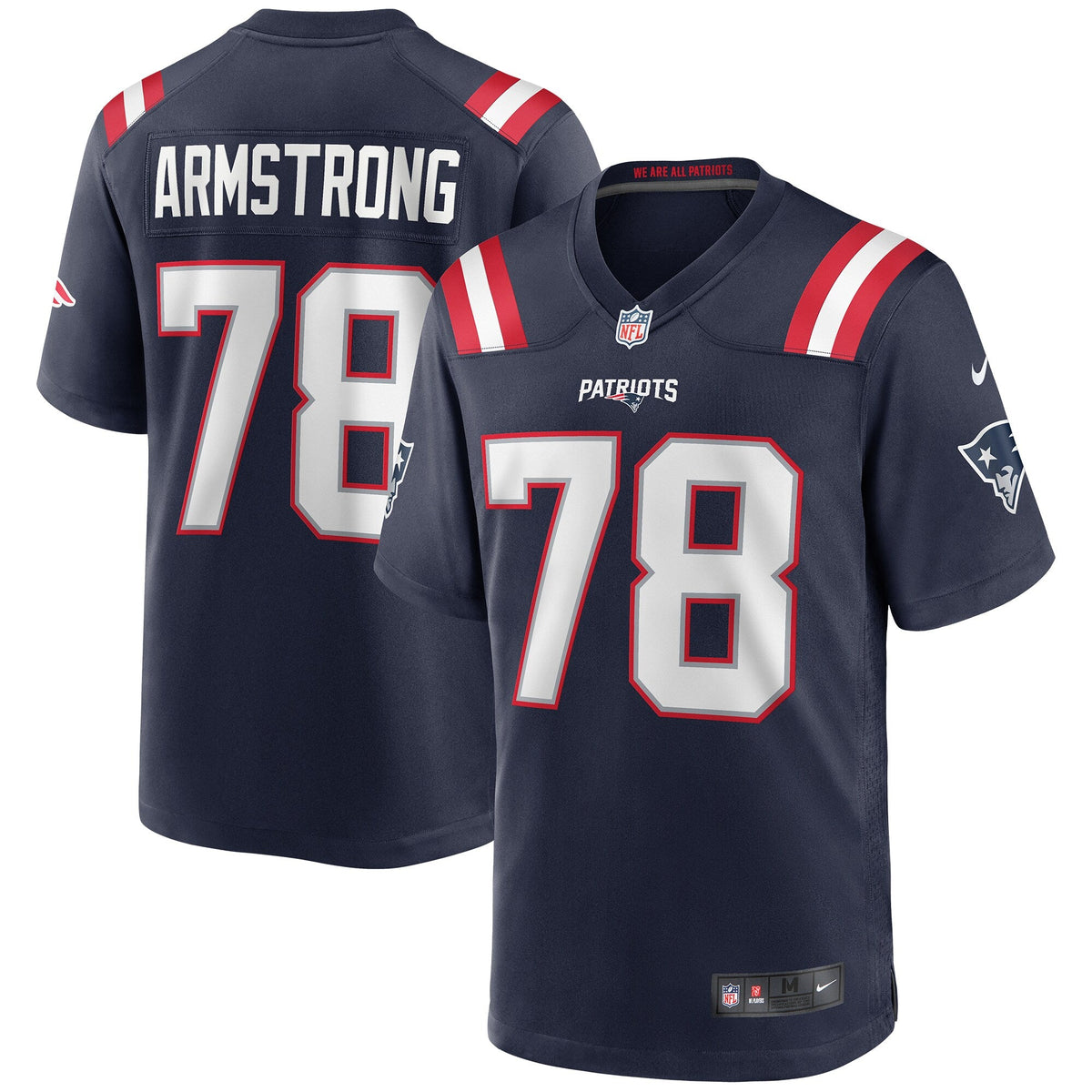 New England Patriots Bruce Armstrong Navy Game Retired Player Football Jersey