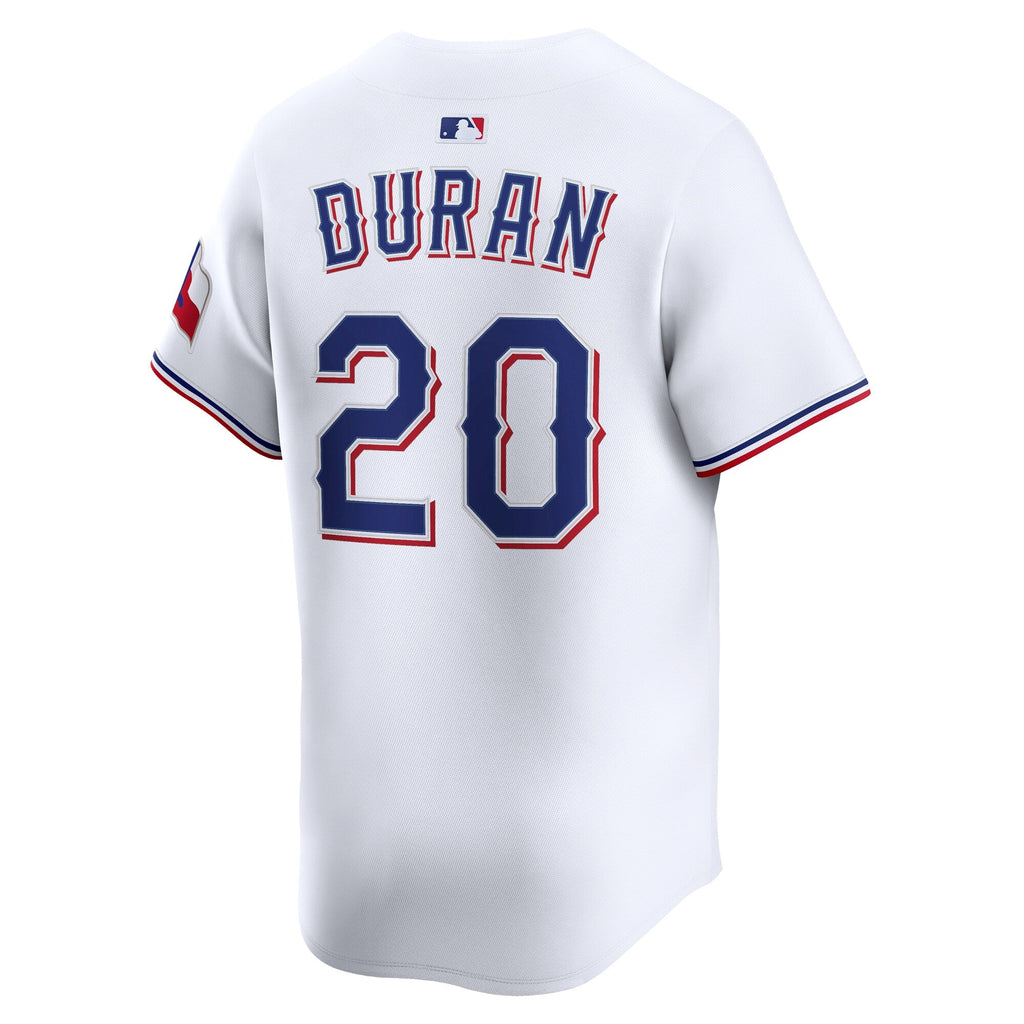 Texas Rangers Ezequiel Duran White Home Limited Player Baseball Jersey