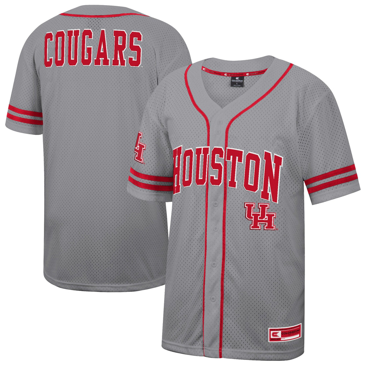 Gray Houston Cougars Free Spirited Baseball Jersey