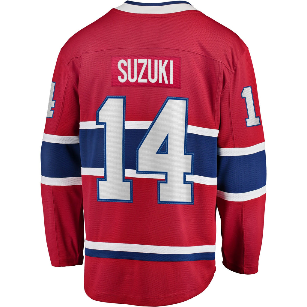 Montreal Canadiens Nick Suzuki Red Home Captain Patch Breakaway Player Hockey Jersey