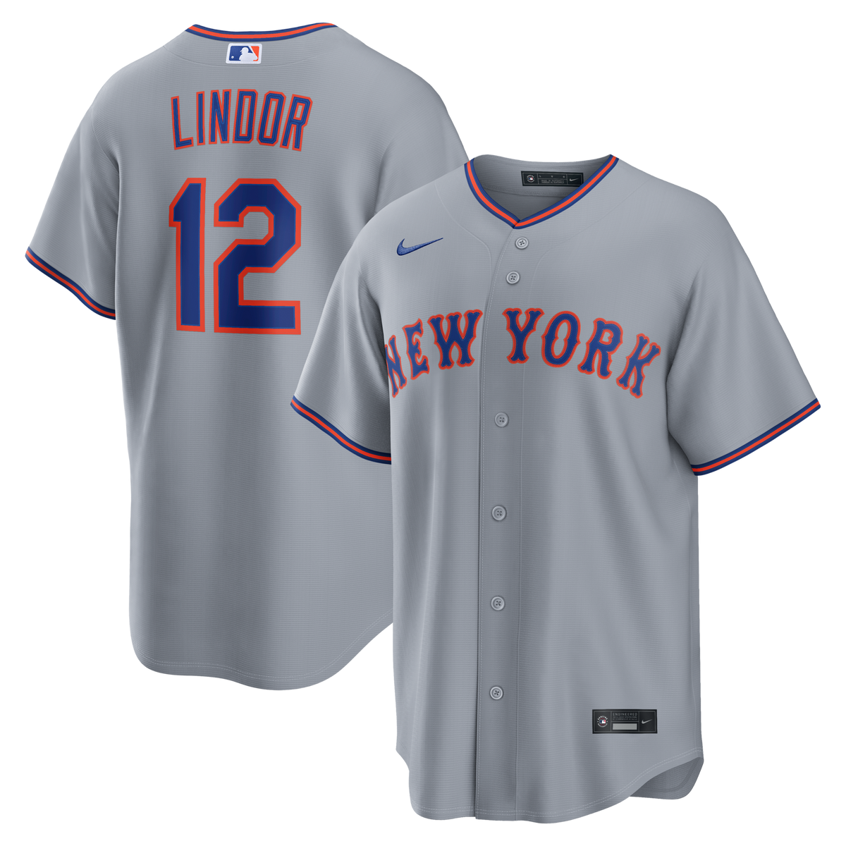 New York Mets Francisco Lindor Gray Road Replica Baseball Jersey