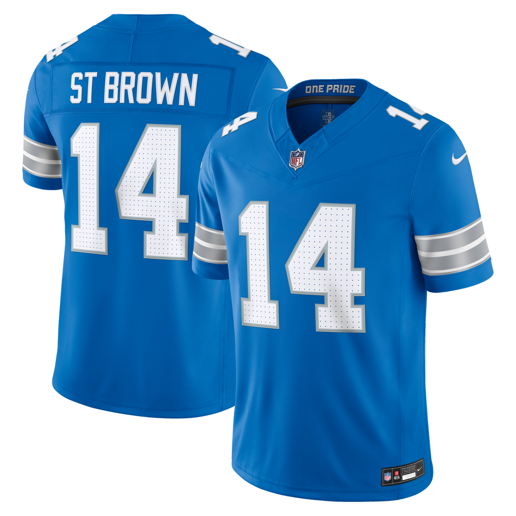 Detroit Lions Amon-Ra St. Brown Blue Team Vapor F.U.S.E. Stitched Limited Football Jersey