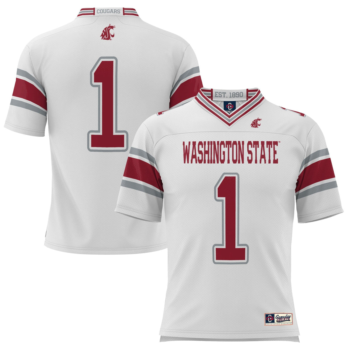 #1 Washington State Cougars Endzone Football Jersey - White