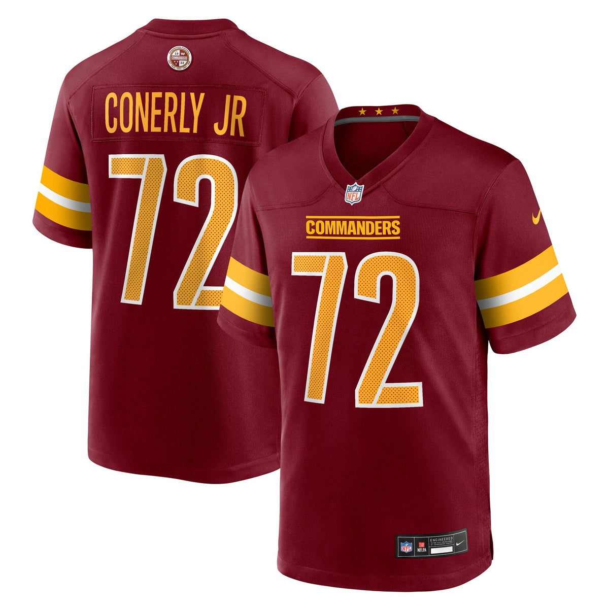 Washington Commanders Josh Conerly Jr. Burgundy Team Game Football Jersey
