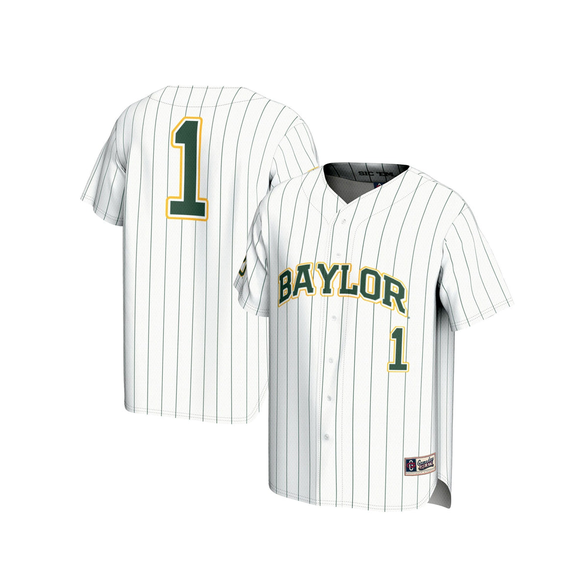 #1 Baylor Bears Lightweight Baseball Fashion Jersey - White
