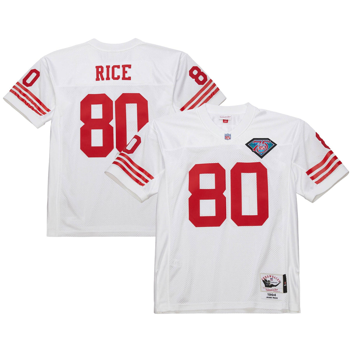 San Francisco 49ers 1994 Jerry Rice White Throwback Retired Player Football Jersey