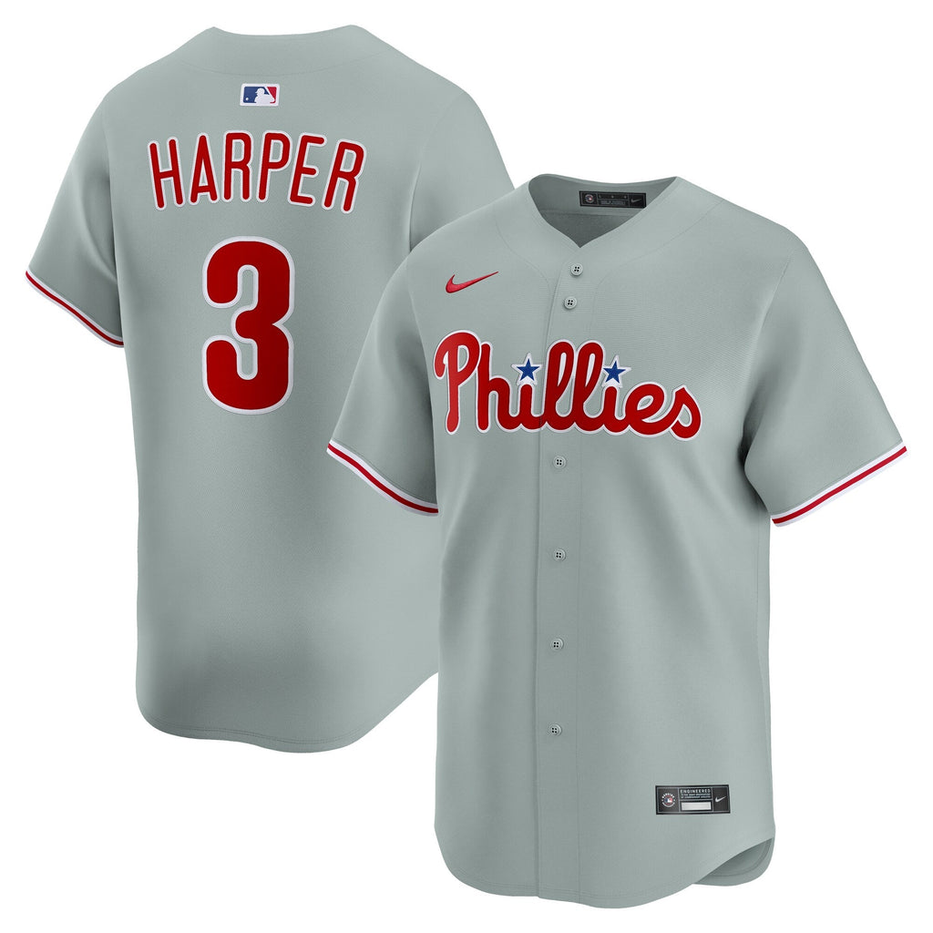 Philadelphia Phillies Bryce Harper Gray Road Limited Player Baseball Jersey