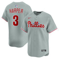Philadelphia Phillies Bryce Harper Gray Road Limited Player Baseball Jersey