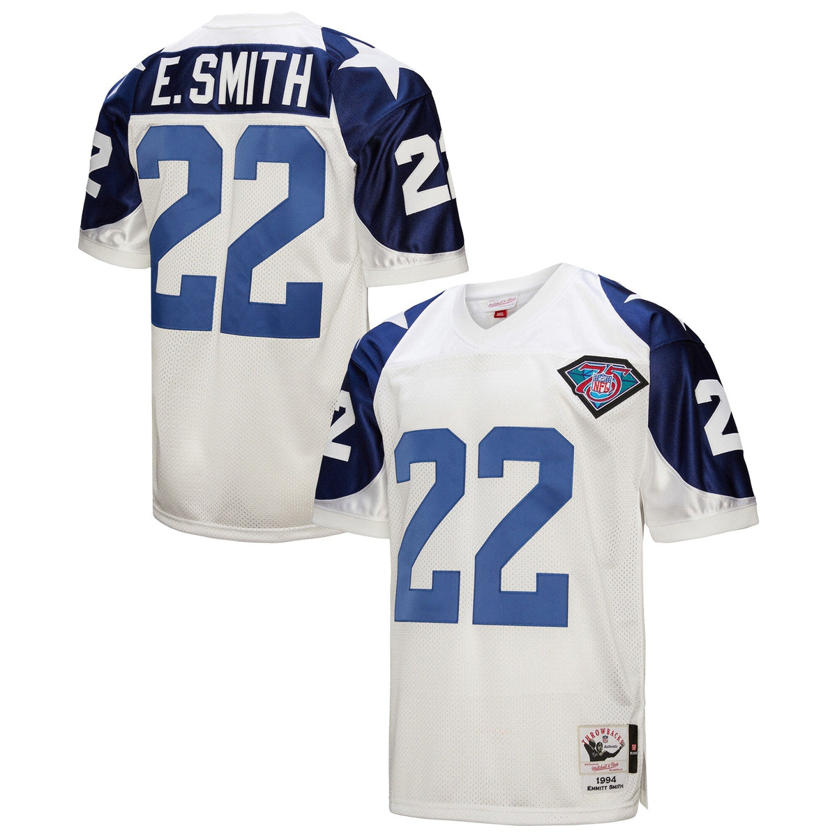 Dallas Cowboys 1994 Emmitt Smith White Throwback Retired Player Football Jersey