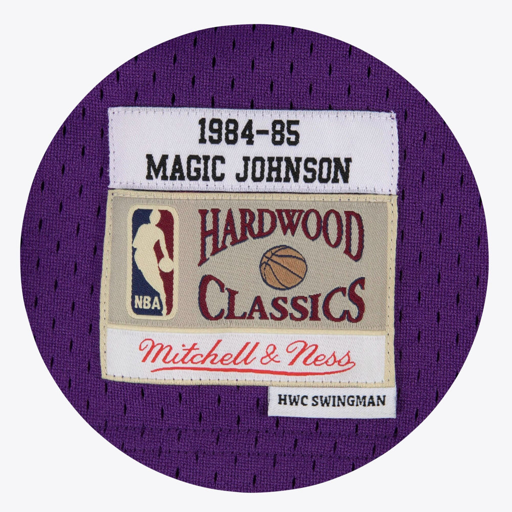 Los Angeles Lakers Magic Johnson 1984-85 Hardwood Classics Road Swingman Jersey - Purple