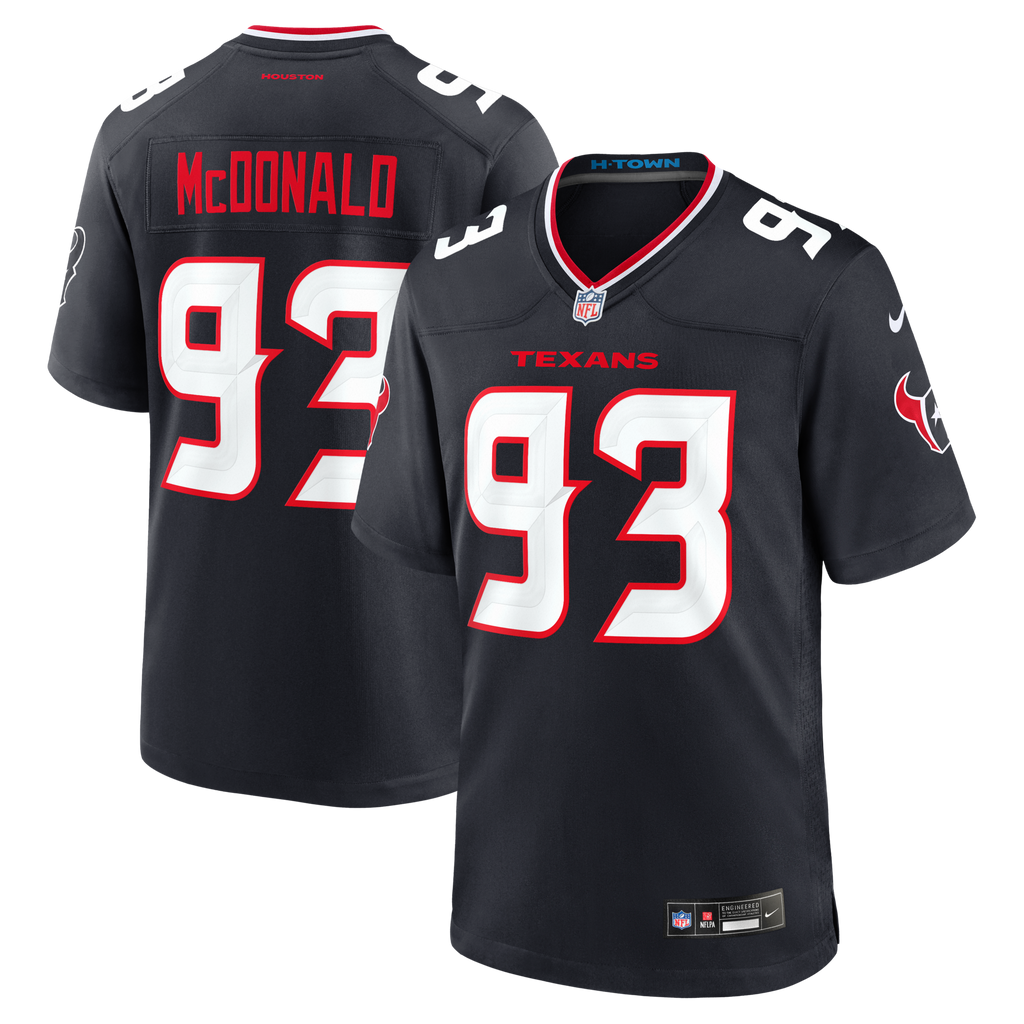 Houston Texans Kayden McDonald Navy Team Game Football Jersey