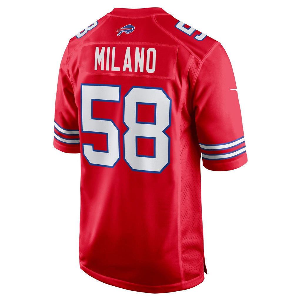 Buffalo Bills Matt Milano Red Alternate Game Football Jersey
