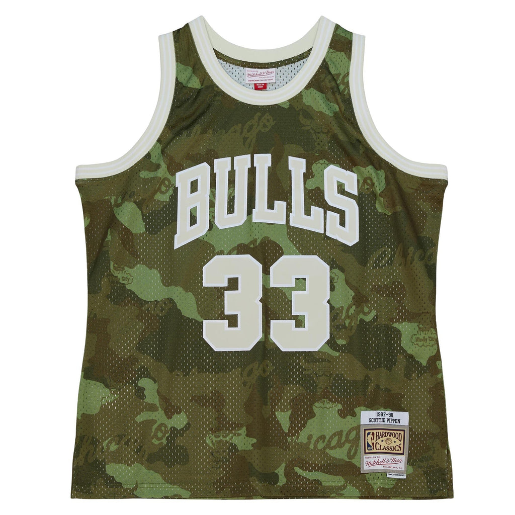 Chicago Bulls NBA Scottie Pippen 1997 Ghost Green Camo Swingman Jersey
