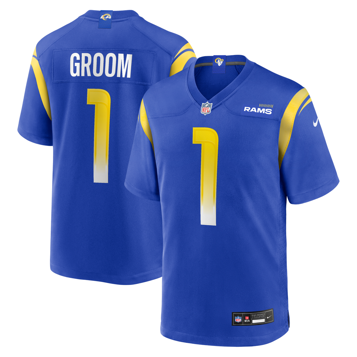 Los Angeles Rams Number 1 Groom Royal Game Football Jersey