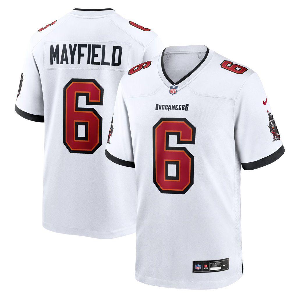 Tampa Bay Buccaneers Baker Mayfield White Away Game Football Jersey