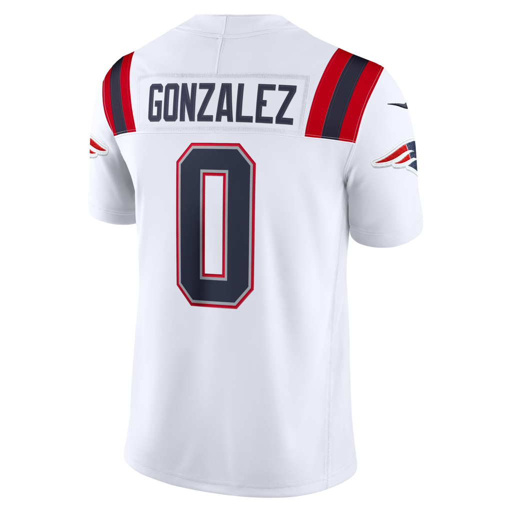 New England Patriots Christian Gonzalez White Vapor F.U.S.E. Stitched Limited Football Jersey