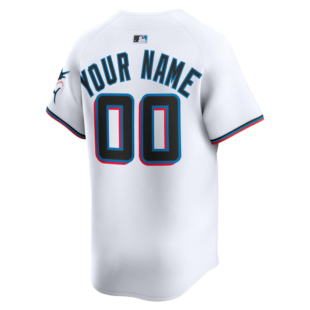 Miami Marlins White Home Limited Custom Baseball Jersey