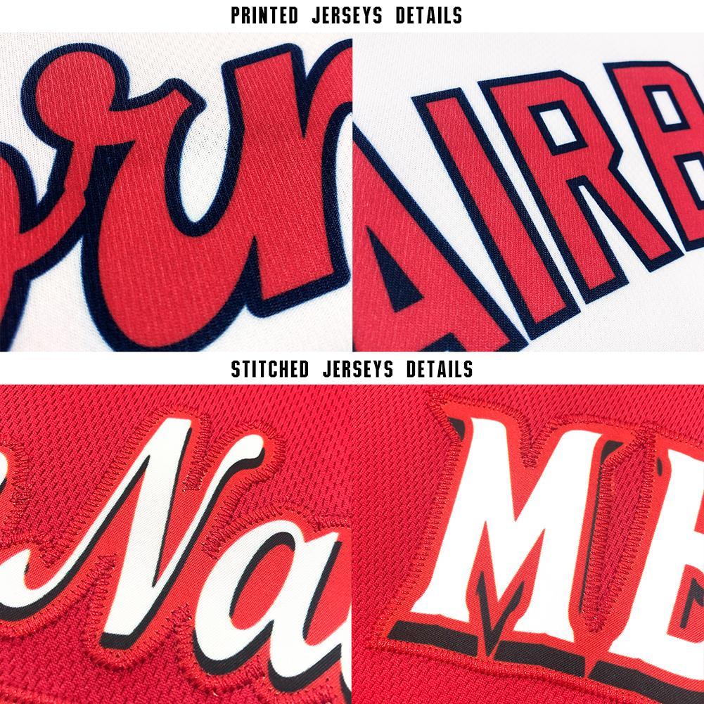 Custom Baseball Jersey - Red Navy-White