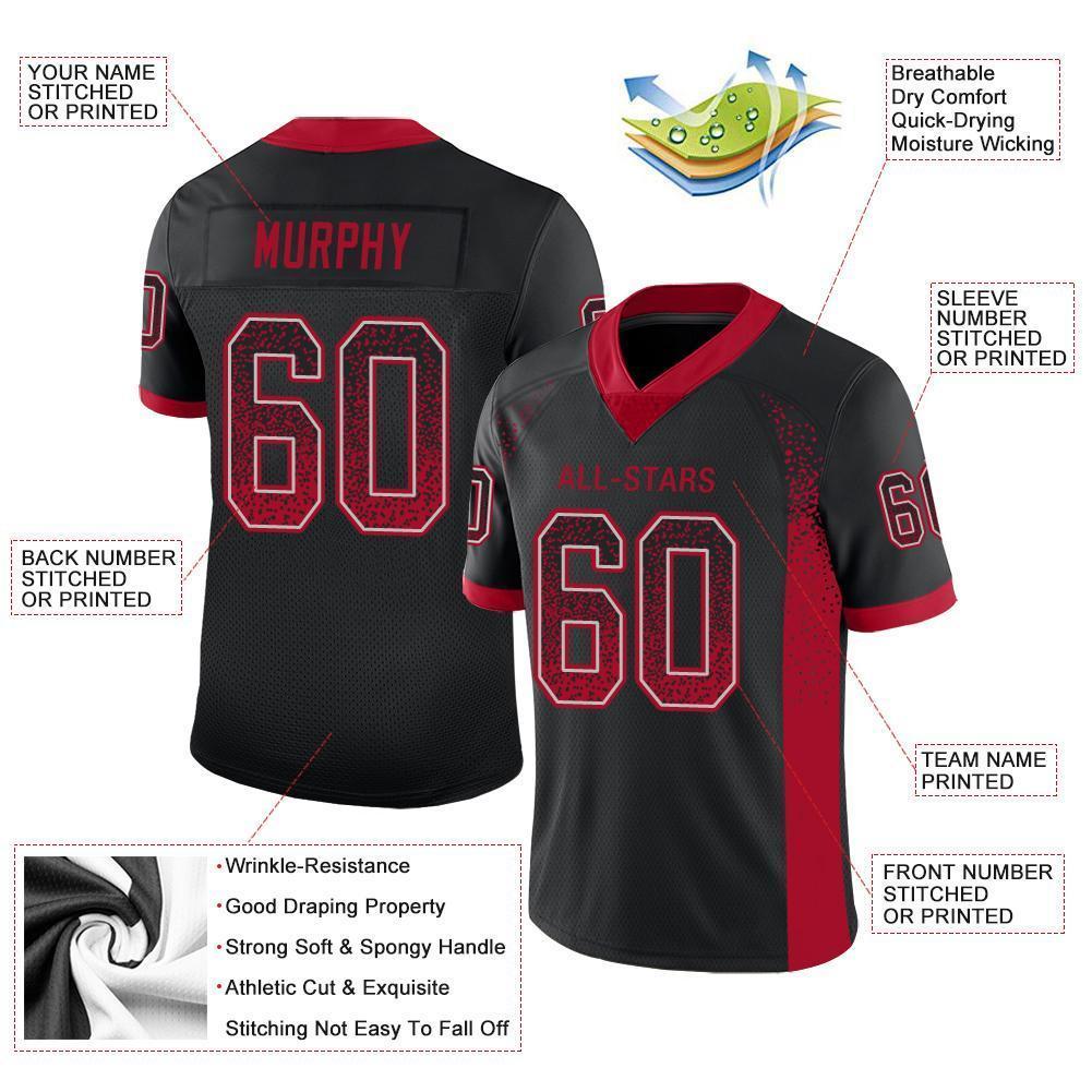 Custom Football Jersey - Black Red-Gray Drift Fashion
