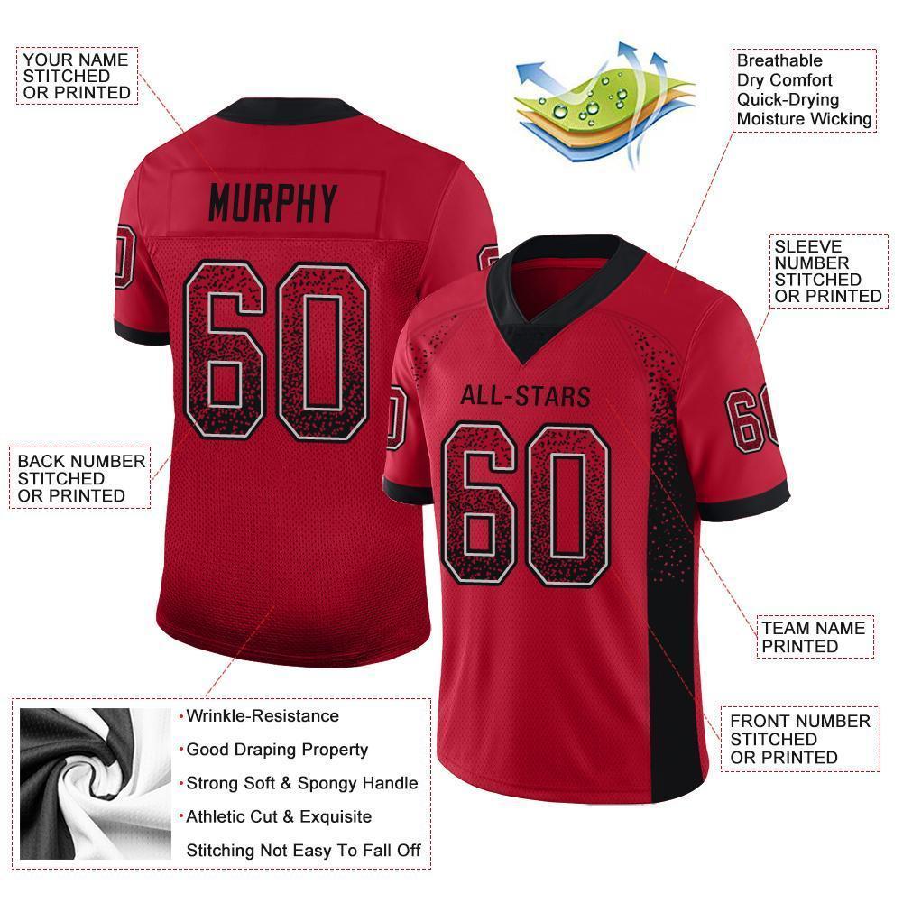 Custom Football Jersey - Red Black-Gray Drift Fashion