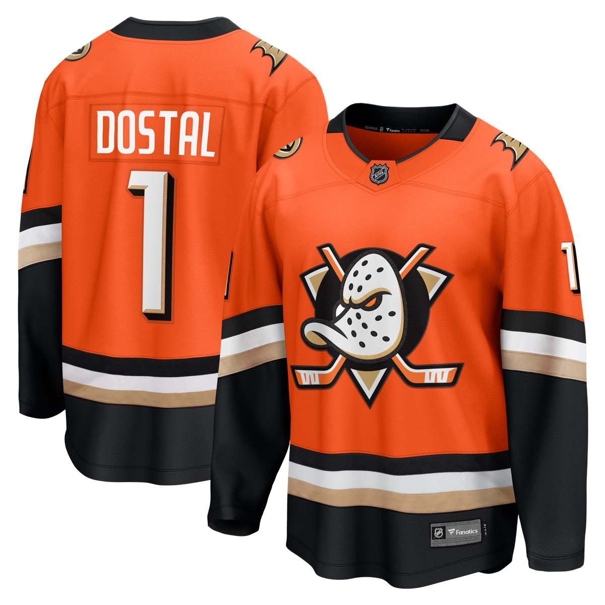 Anaheim Ducks Lukas Dostal Orange Home Breakaway Hockey Jersey