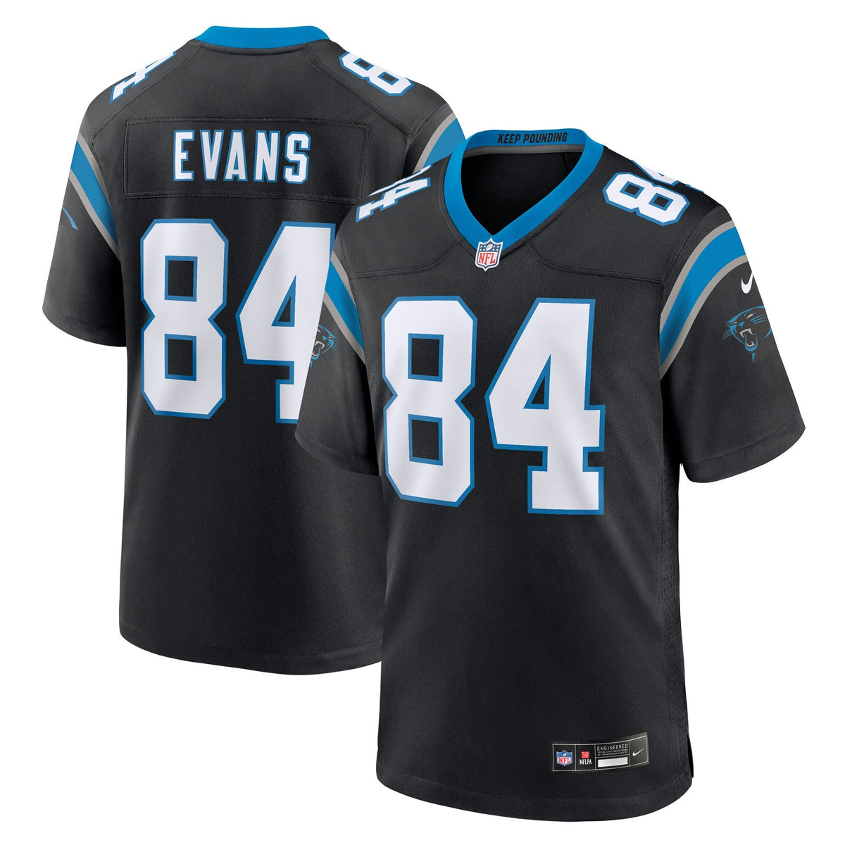 Carolina Panthers Mitchell Evans Black Team Game Football Jersey