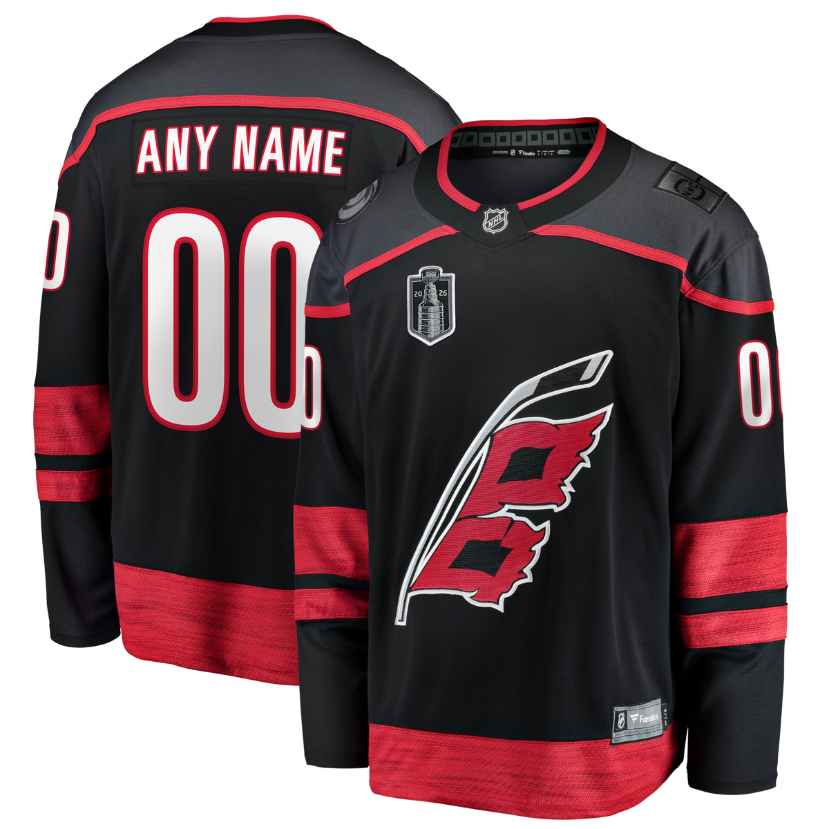 Carolina Hurricanes Black 2026 Stanley Cup Final Home Breakaway Custom Hockey Jersey