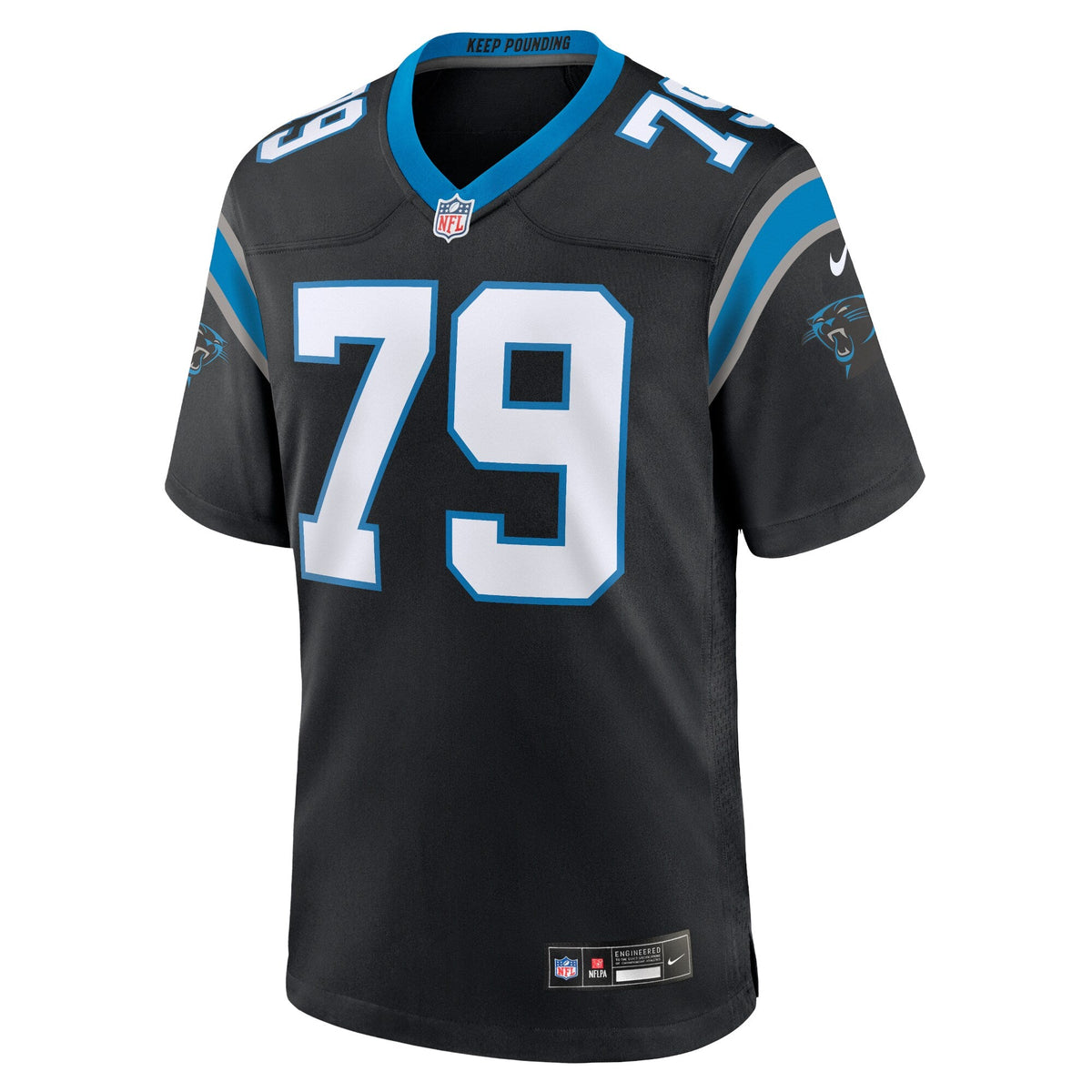 Carolina Panthers Ikem Ekwonu Black Game Football Jersey