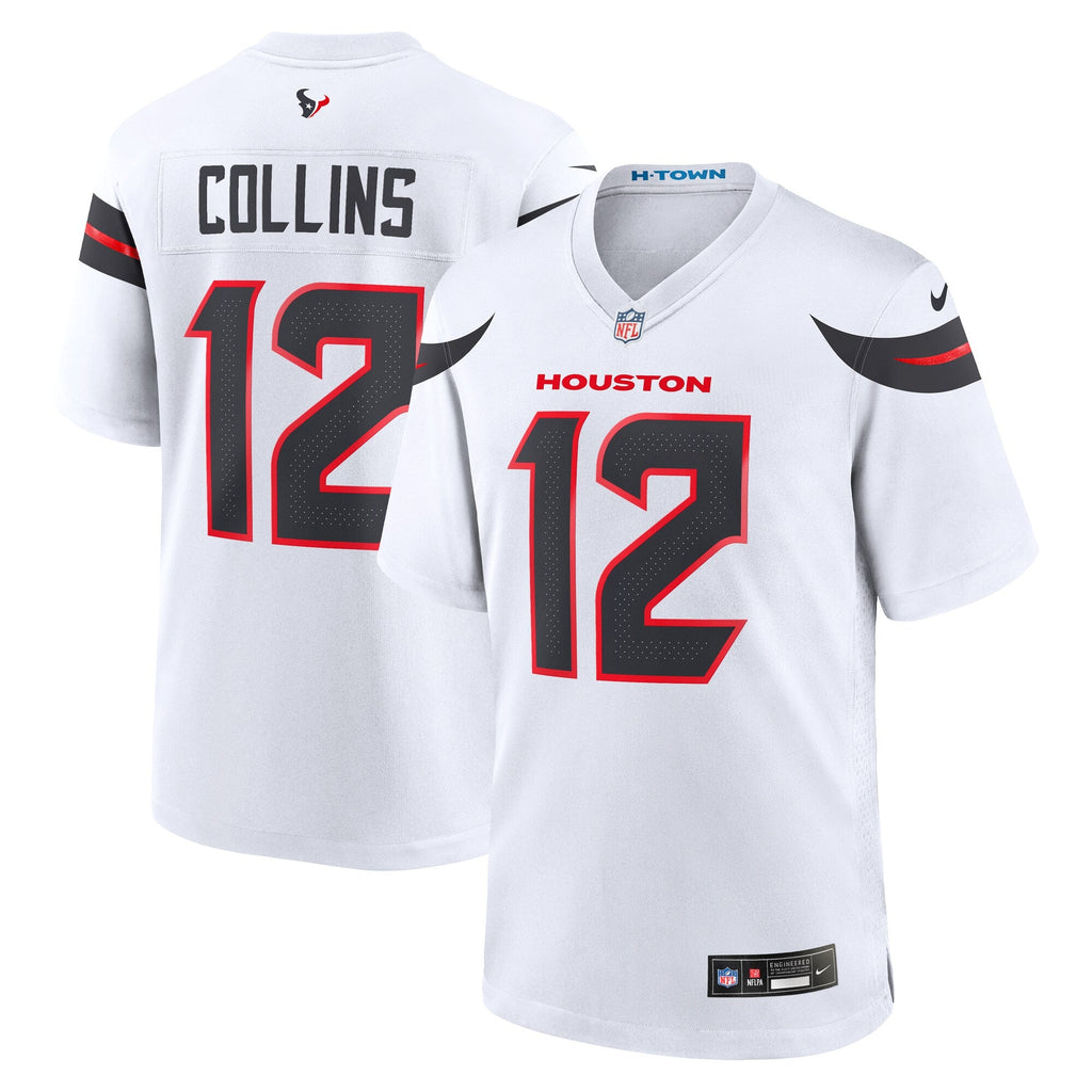 Houston Texans Nico Collins White Game Football Jersey