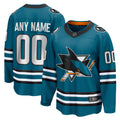 San Jose Sharks Teal Home Breakaway Custom Hockey Jersey