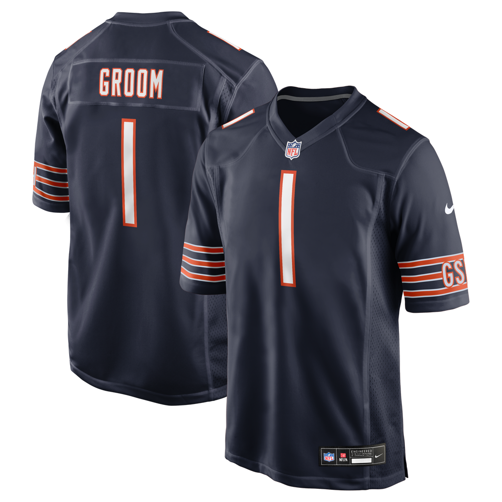 Chicago Bears Number 1 Groom Navy Game Football Jersey