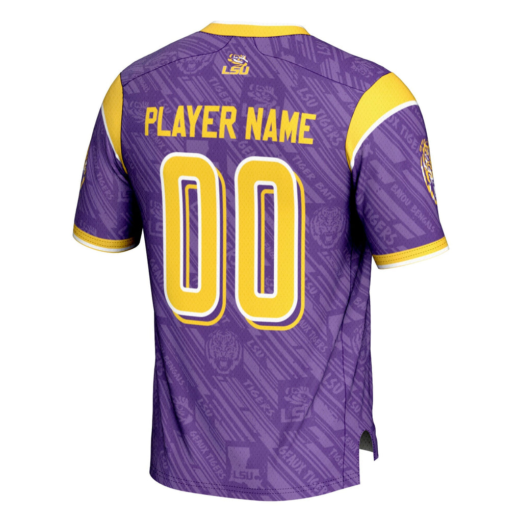 LSU Tigers Highlight Print NIL Pick-A-Player Football Jersey - Purple