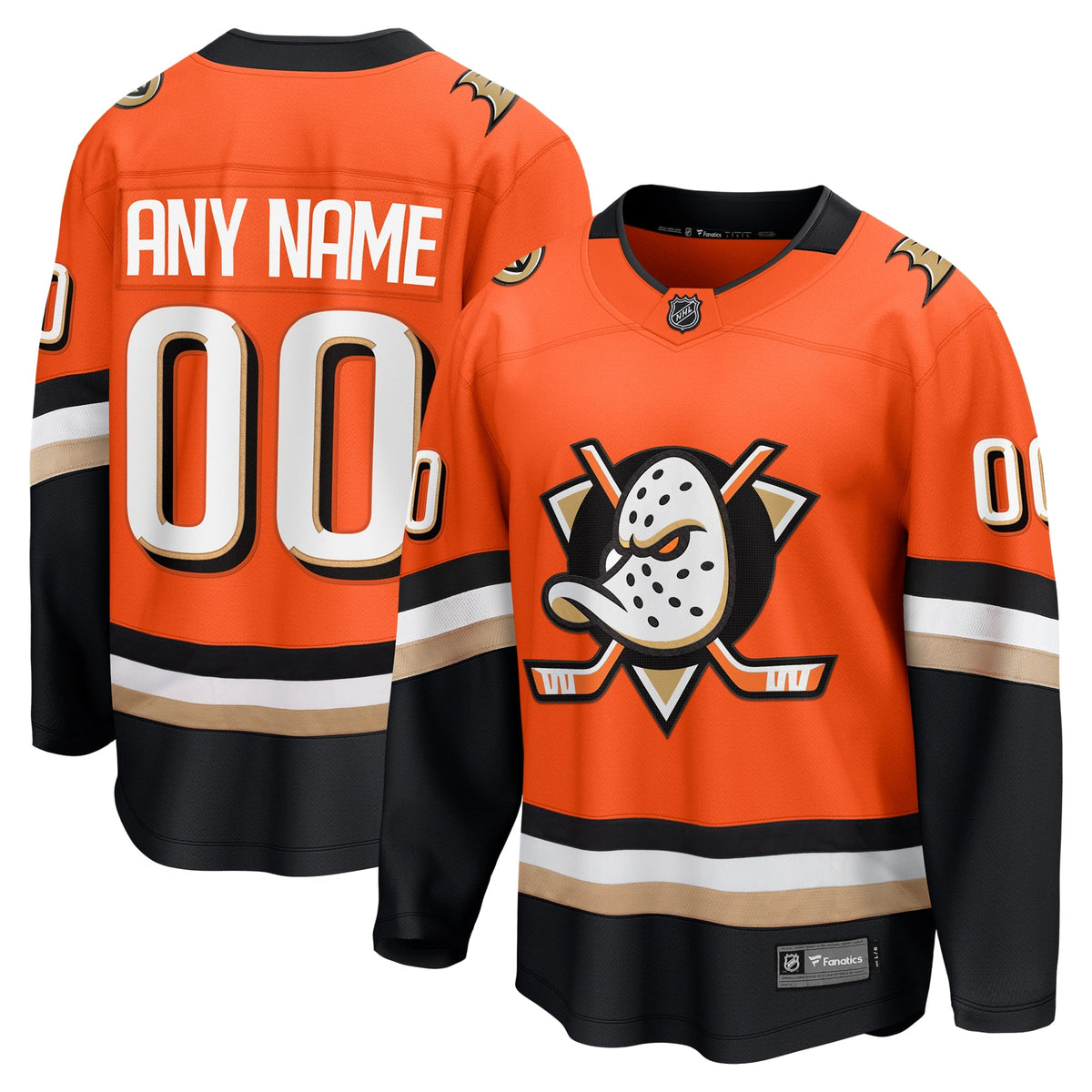 Anaheim Ducks Orange Home Breakaway Custom Hockey Jersey