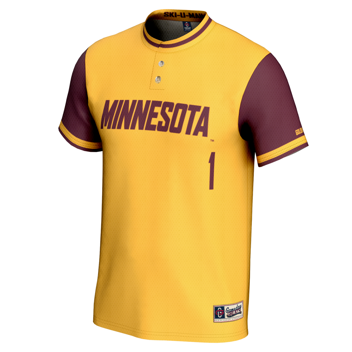 #1 Minnesota Golden Gophers Lightweight Softball Jersey - Gold