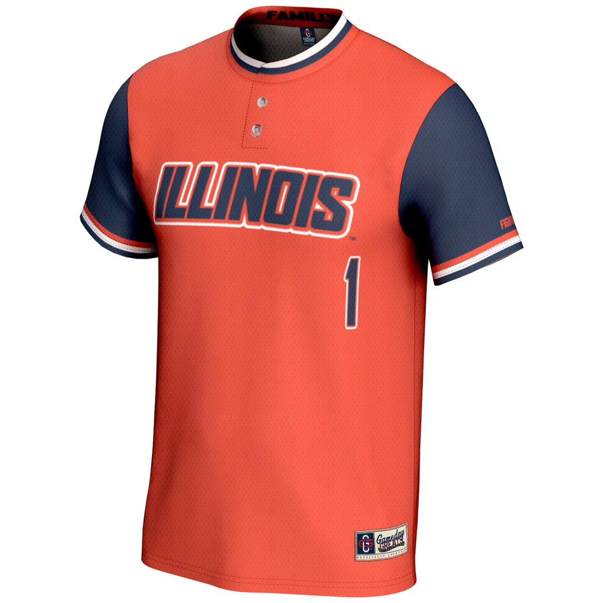 #1 Illinois Fighting Illini Lightweight Softball Jersey - Orange