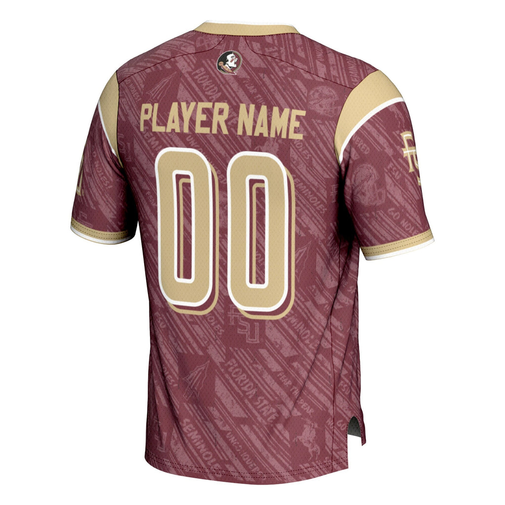 Florida State Seminoles Highlight Print NIL Pick-A-Player Football Jersey - Garnet