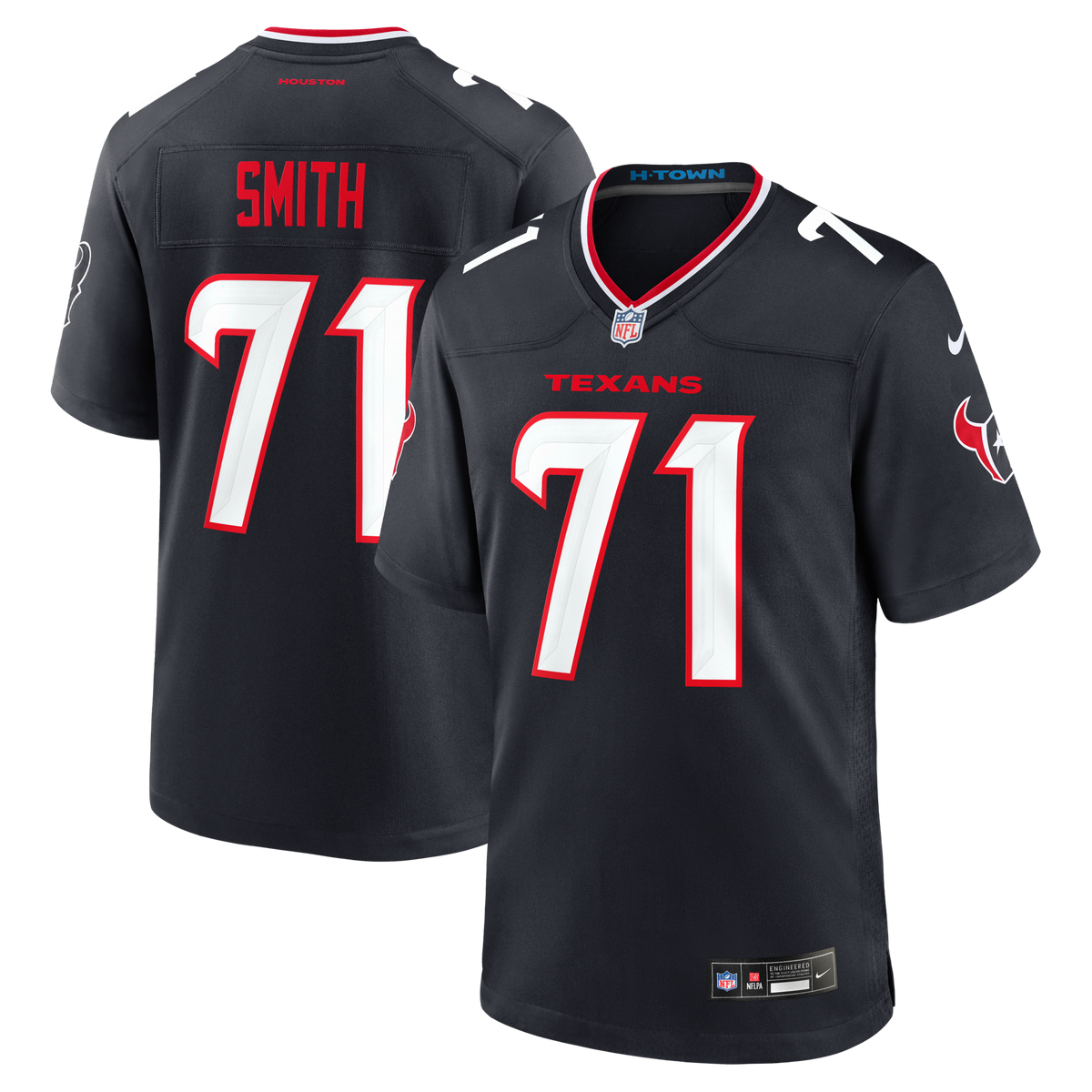 Houston Texans Braden Smith Navy Team Game Football Jersey