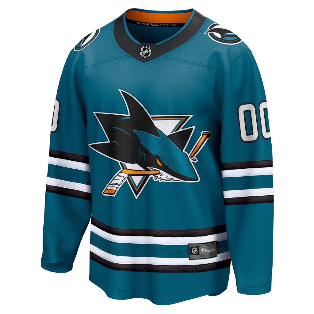 San Jose Sharks Teal Home Breakaway Custom Hockey Jersey