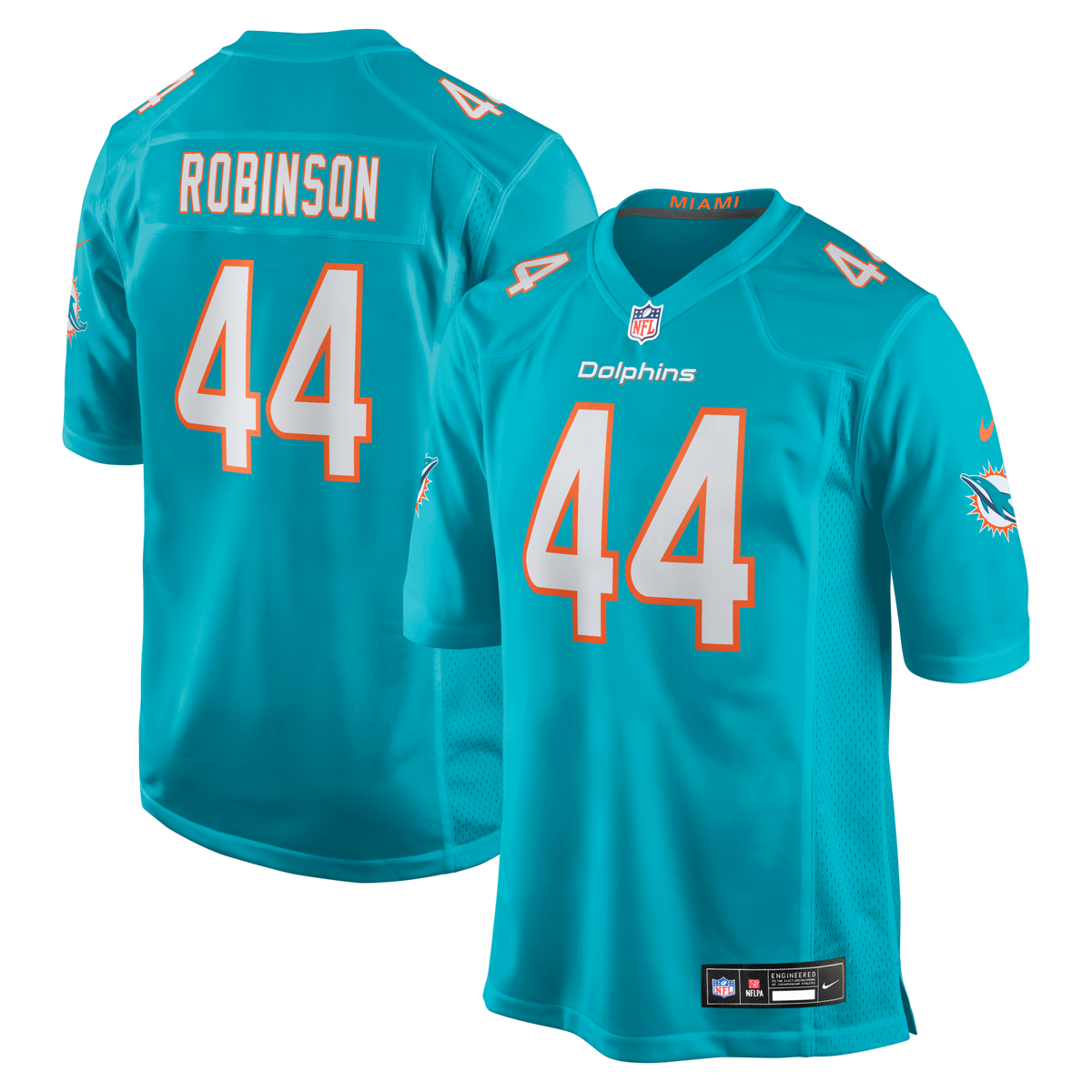 Miami Dolphins Chop Robinson Aqua Game Football Jersey