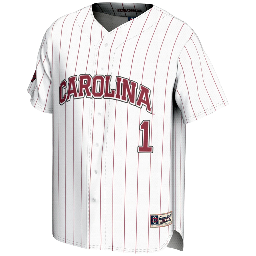 #1 South Carolina Gamecocks Lightweight Baseball Fashion Jersey - White