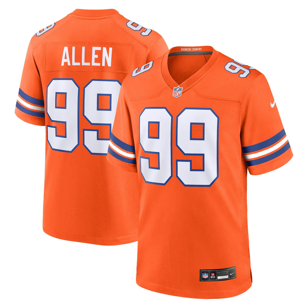 Denver Broncos Zach Allen Orange Alternate Game Football Jersey