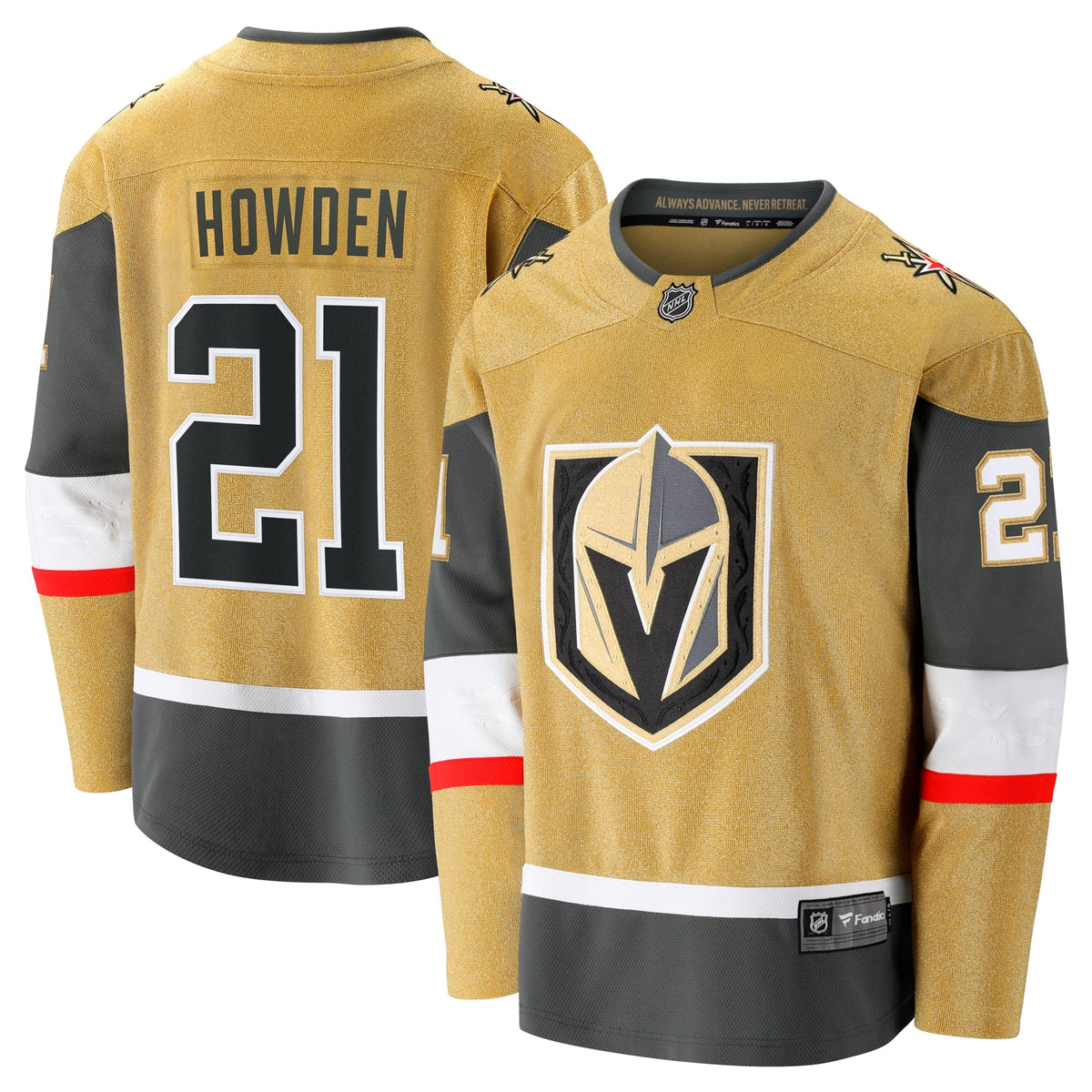 Vegas Golden Knights Brett Howden Gold Home Premier Breakaway Player Hockey Jersey