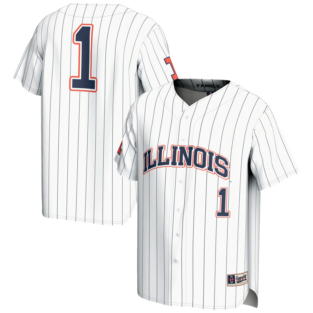 #1 White Illinois Fighting Illini Lightweight Baseball Jersey