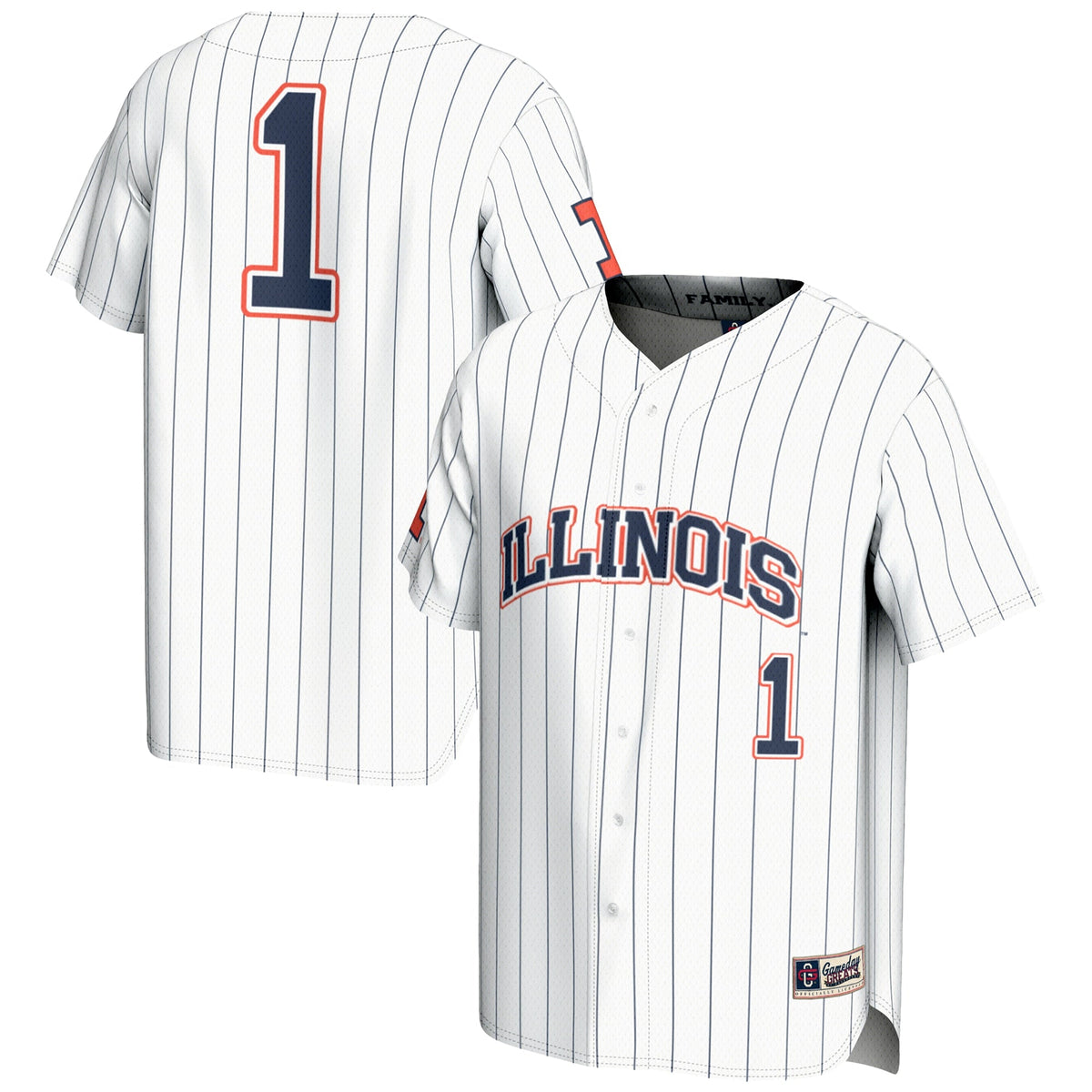 #1 White Illinois Fighting Illini Lightweight Baseball Jersey