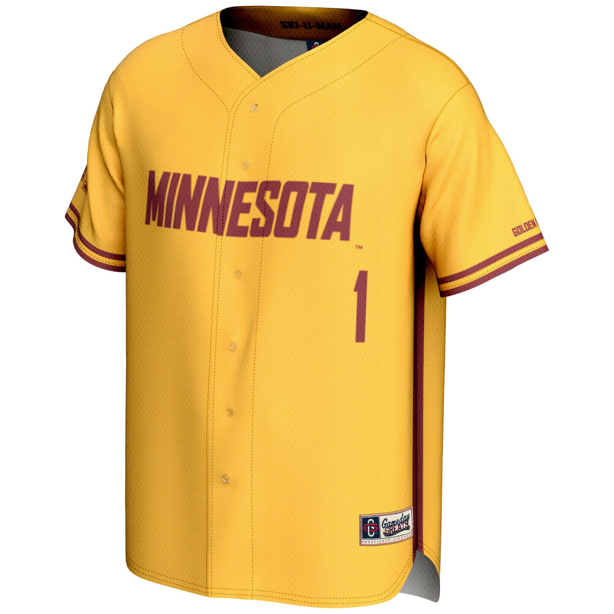 #1 Minnesota Golden Gophers Lightweight Baseball Jersey - Gold